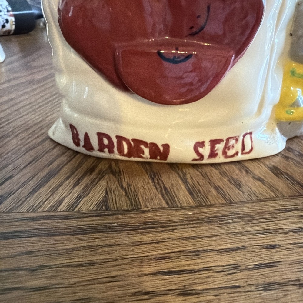 Ceramic Vase/ Match Holder Apple Seed With Mouse