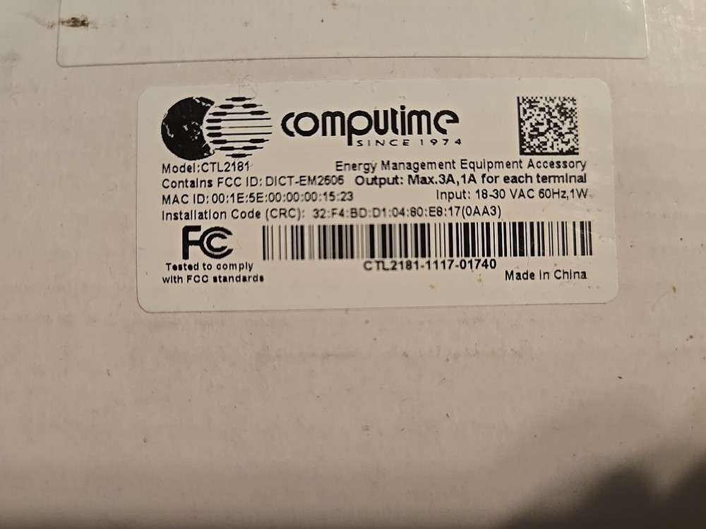 WISER CATCHPHRASE WIRELESS THERMOSTAT CTL2181