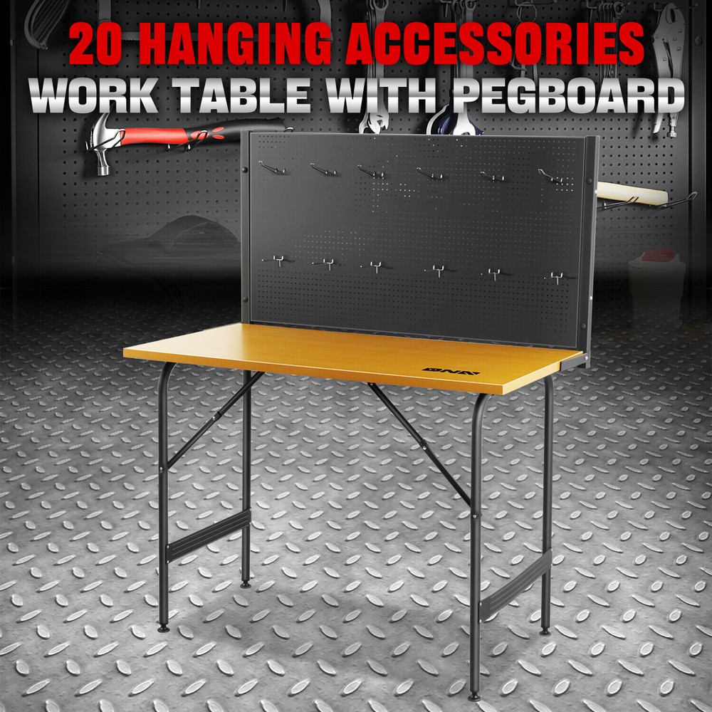 330lbs. 46'' Workbench Multipurpose Garage Work Table Tool Organizer w/ Pegboard