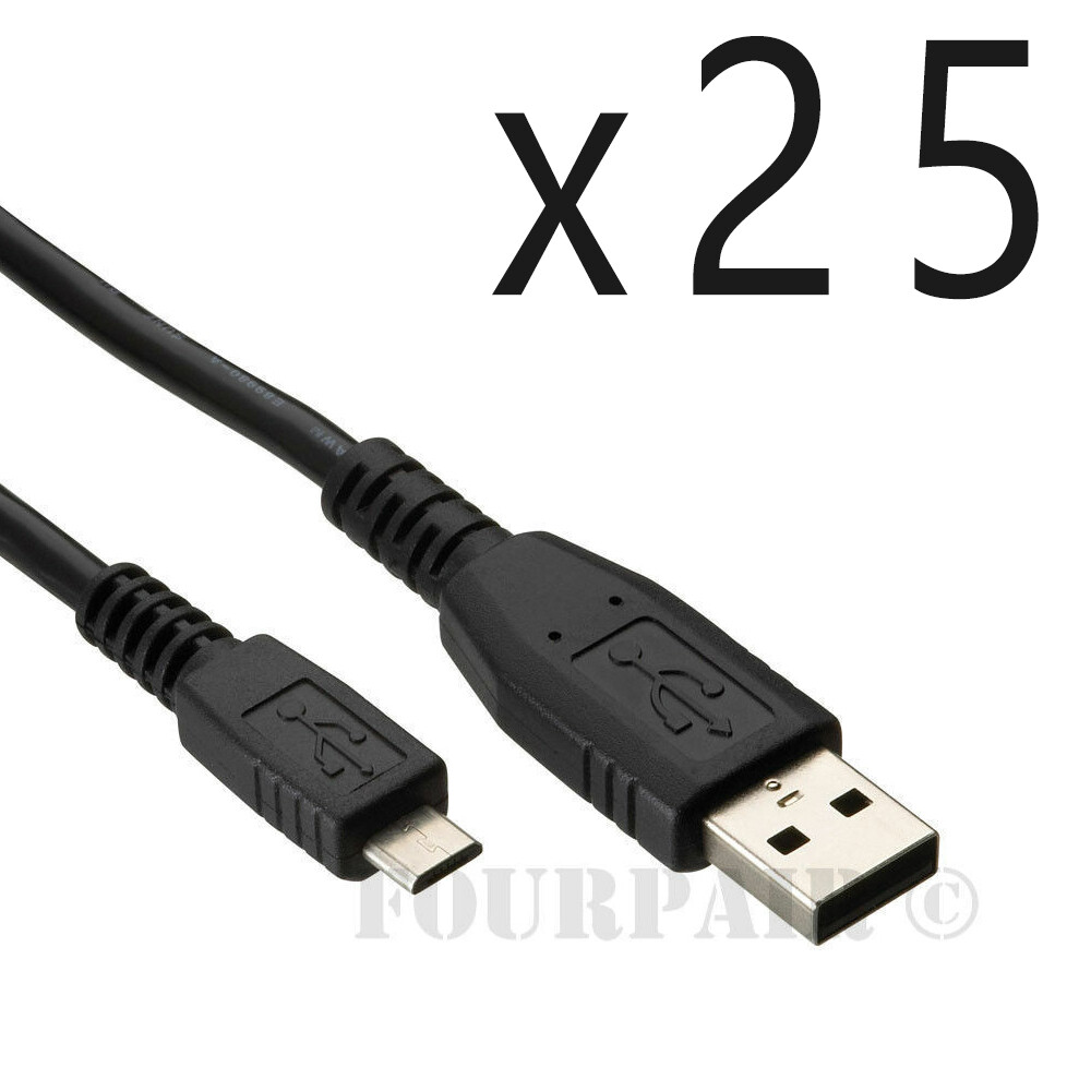 25 Pack - 10ft Micro USB Charger Cable Playstation 4 PS4 Dualshock Controller