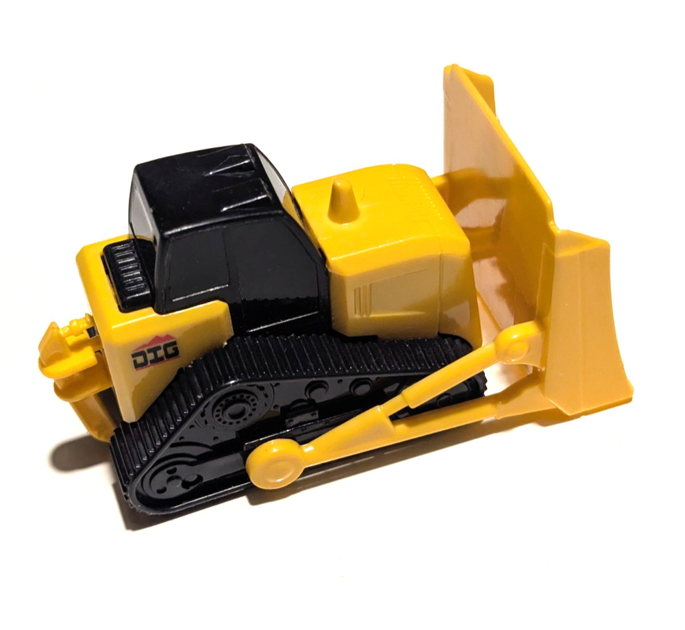 Micro Mini Construction Vehicle Bulldozer Yellow DIG Plastic