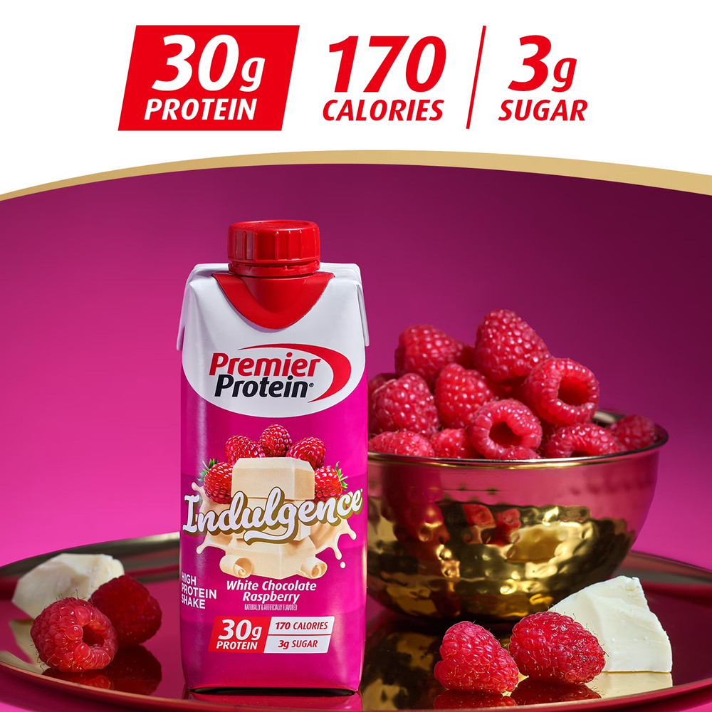 Premier Protein Indulgence protein shake White chocolate Raspberry 30g protein..