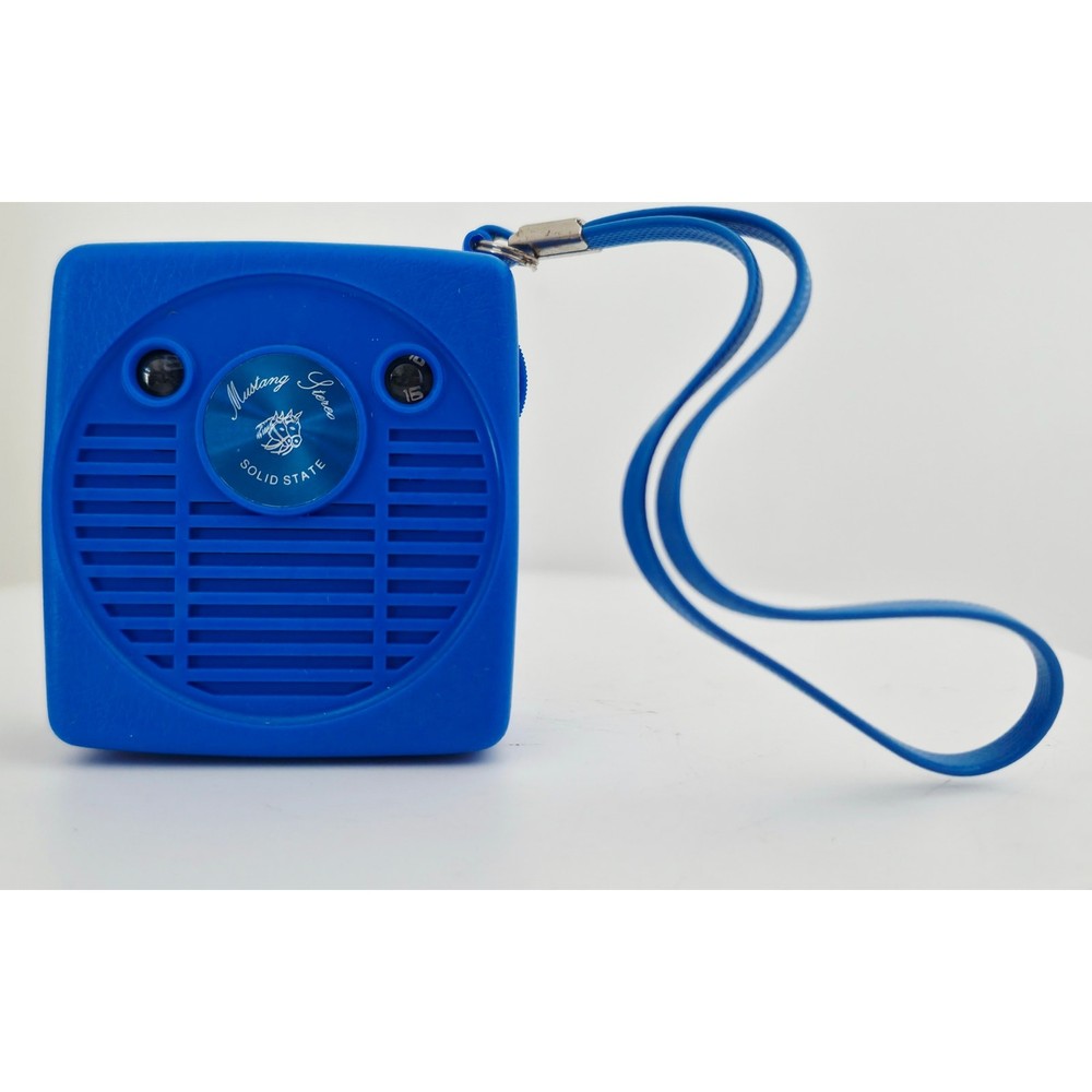 VINTAGE 1960's MUSTANG AM Micro Solid State Transistor Radio Blue - Needs Lovin'