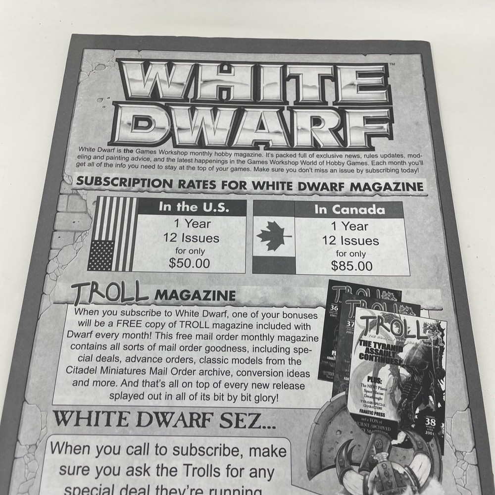 Games Workshop Complete 2001 Mail Order Price List Catalog Warhammer