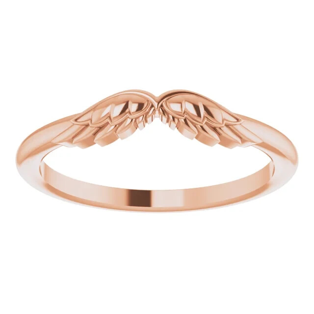 14K Rose Gold Stackable Angel Wings Ring