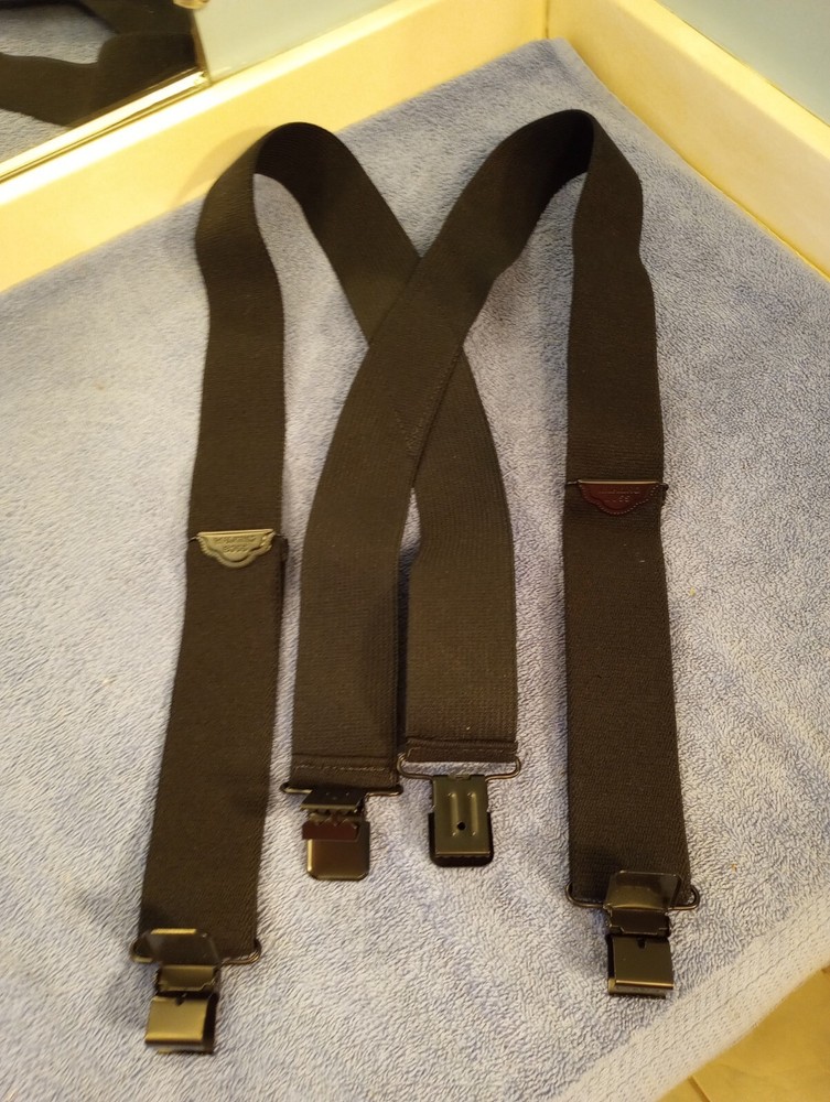 Walking Boss Black Suspenders 2" wide  Braces  EUC