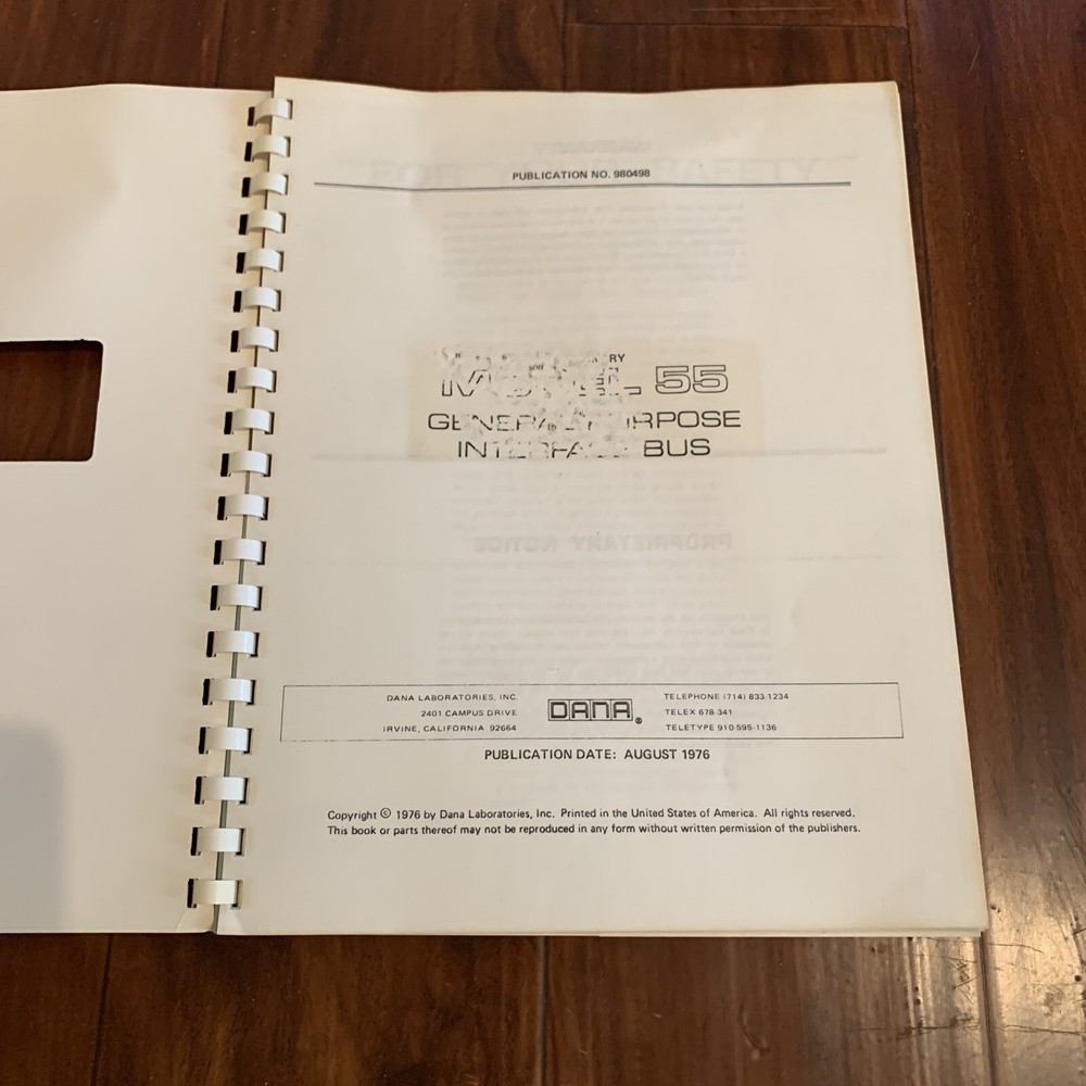 Dana Laboratories General Purpose Interface Bus (GPIB) 55 ~ Instruction Manual