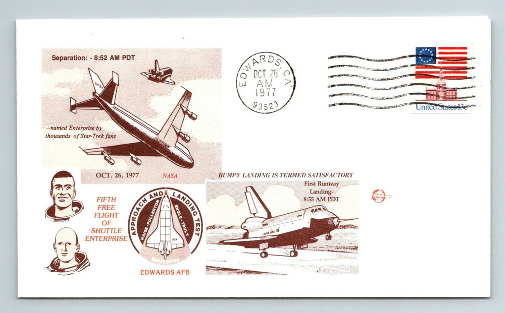 1977 Shuttle Enterprise - 5th Free Flight - Brown Cachet - F2714