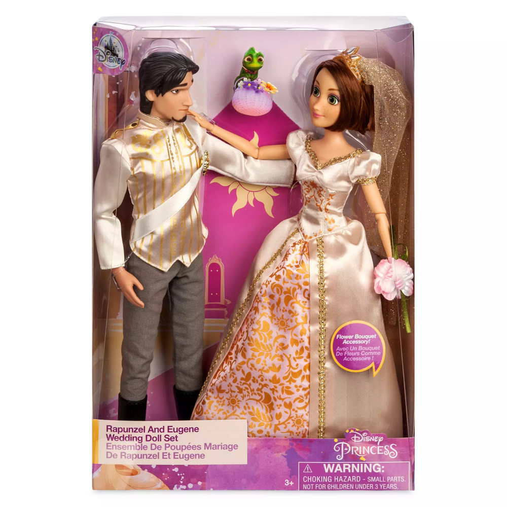 DISNEY STORE RAPUNZEL AND EUGENE WEDDING DOLLS SET NEW
