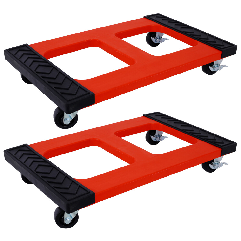 2Pcs Poly Mover's Dolly Set - Heavy Duty 1200lb Capacity for Easy Movement Red