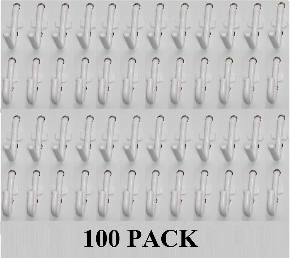 Plastic White Pegboard Wall Locking Hooks 50 J & 50 L Pack PEGBOARD NOT INCLUDED