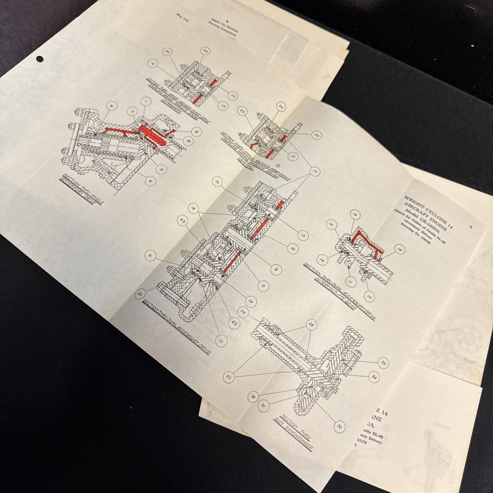 Wright Cyclone 14 Aircraft Engine Instruction Book Diagrams 1940