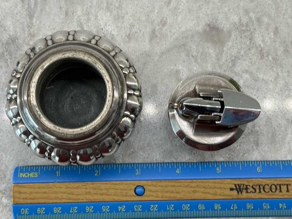 RONSON CLASSIC VERY HEAVY SILVER PLATED CROWN TABLE LIGHTER