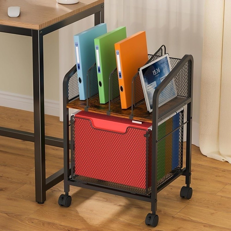 Rolling File Cabinet Adjustable Dividers Ample Storage Easy Move Organizer New