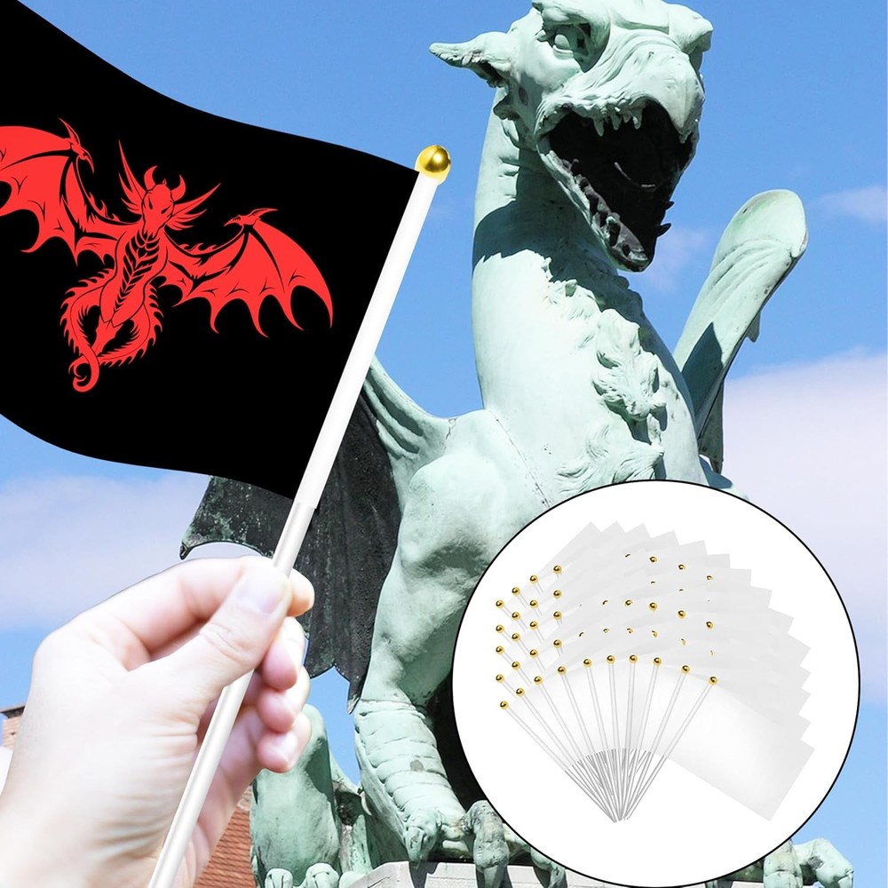 30 Packs White Small Flags on Sticks Hand Waving Flag Hand Held Mini Solid Flag