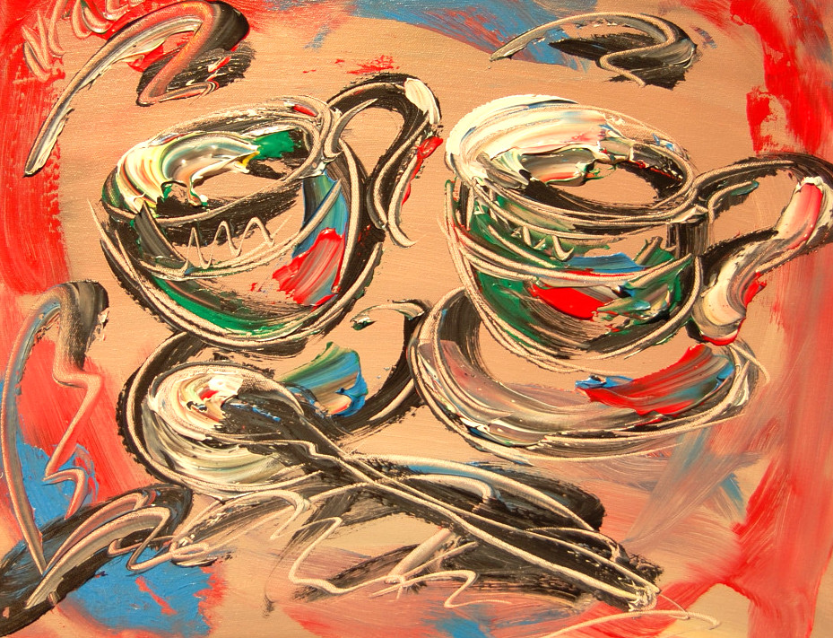 IMPRESSIONIST MODERN ART STRETCHED CANVAS  MUSIC COFFEE LANDSCAPE