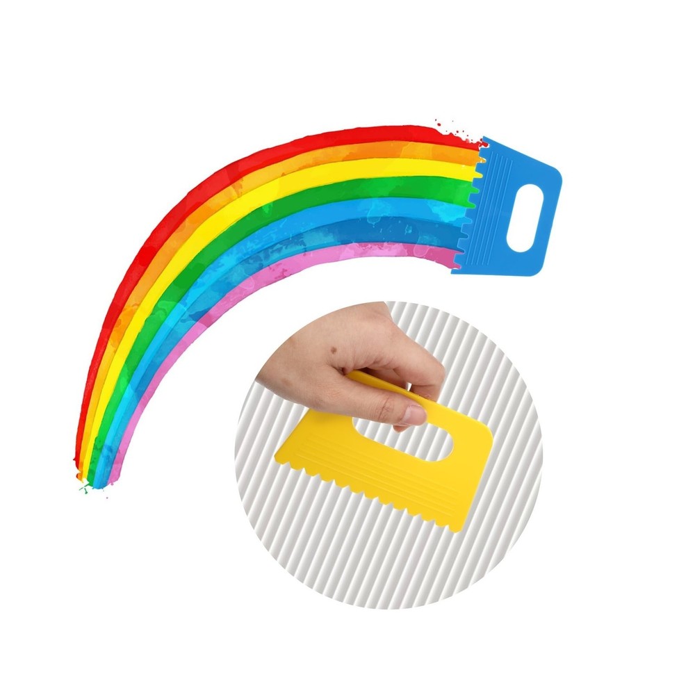 4 Pcs Paint Texture Tools Plastic Scraper Set for Plaster Art Canvas