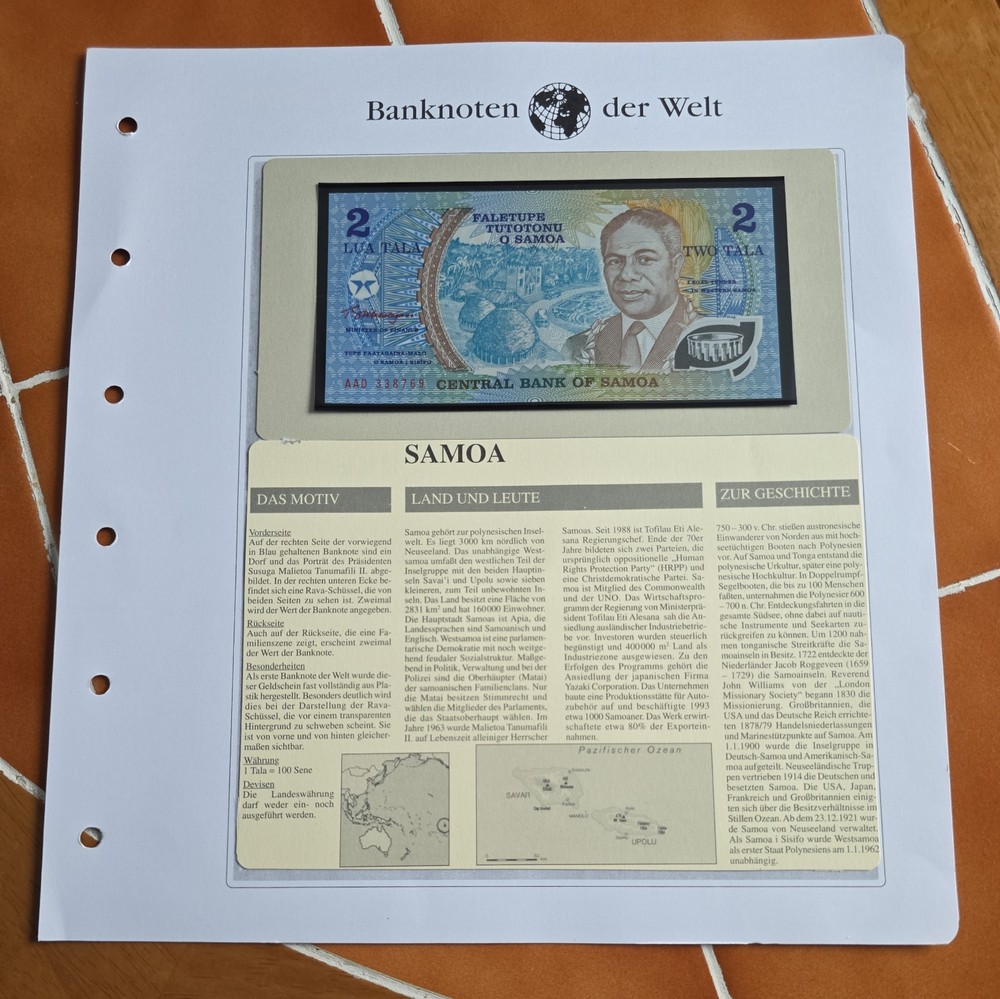 2 Tala  UNC Excellent Condition BANKNOTE der Welt Samoa