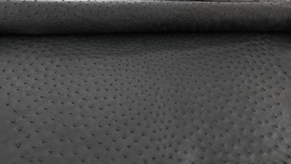 Ostrich Leather Hide Charcoal Gray SF