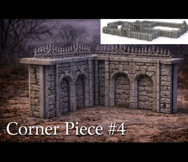 Ravenloft Necropolis Wall Corner -32mm Scale -Graveyard -D&D -Pathfinder -RPG