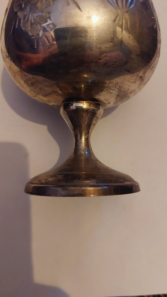 Vintage Hand Etched Possibly Silver Plated Goblet Epns