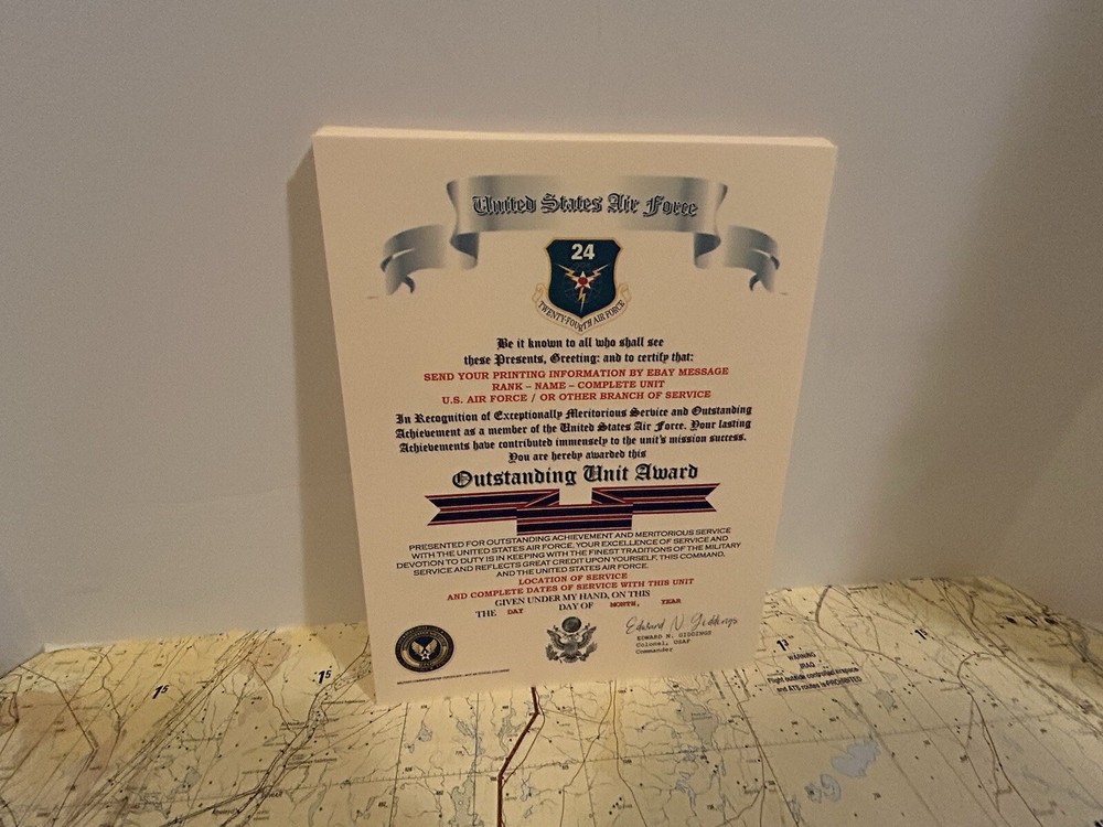 U.S. AIR FORCE / TWENTY-FOURTH AIR FORCE - OUTSTANDING UNIT AWARD CERTIFICATE