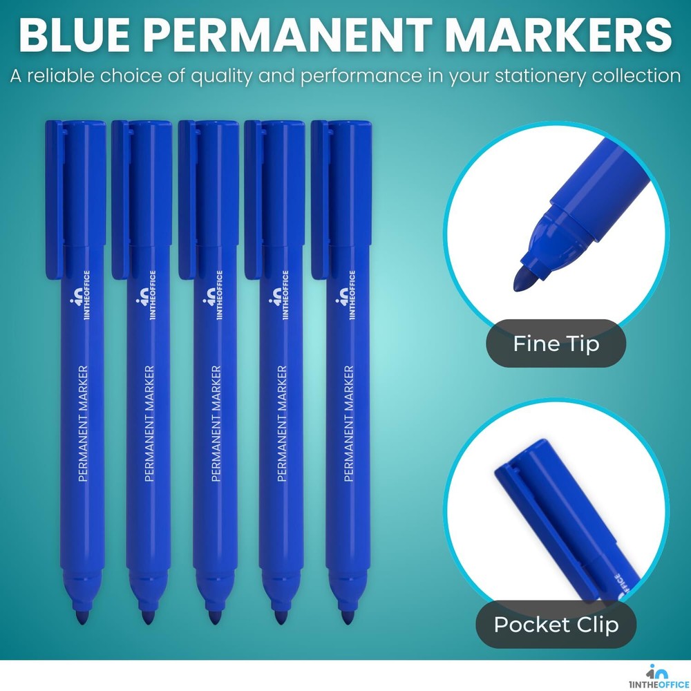 Blue Permanent Markers Fine Tip Marker Permanent Markers Water Resistant Blue...