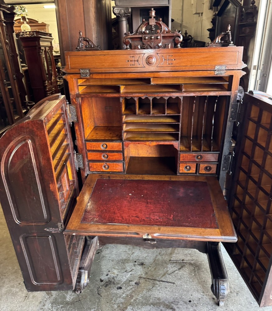 WALNUT AND BURL 3 HINGE WOOTON DESK