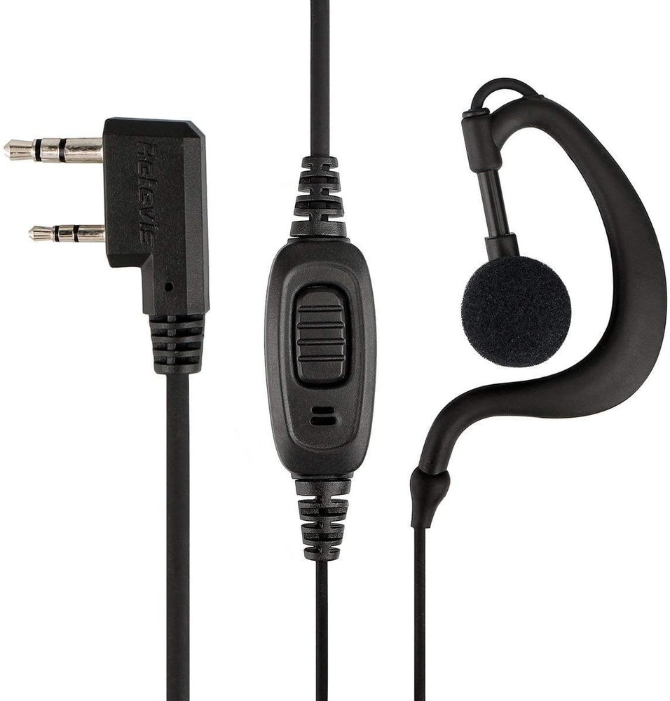 Retevis EEK004 2-Pin Ear hook Earpiece Collar Clip & PTT Button Black RT21 OEM