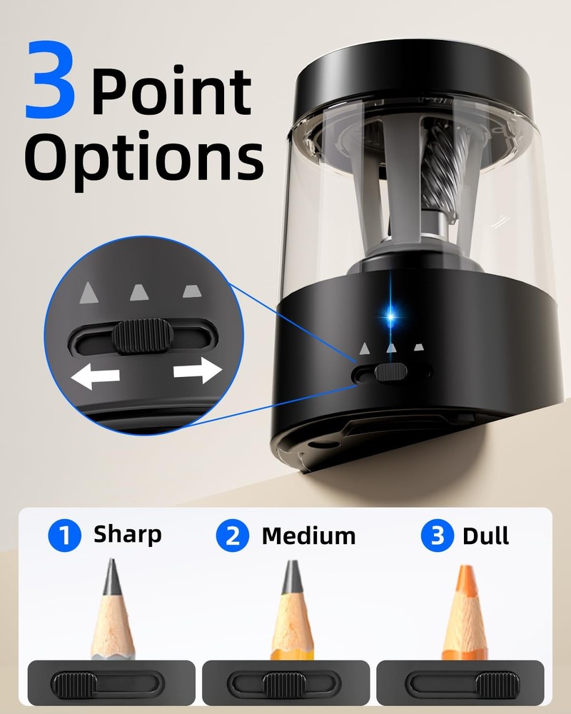 ZMOL Electric Rechargeable Pencil Sharpener, Automatic A-black