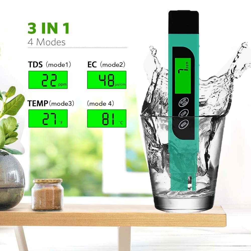 Professional TDS Meter for Accurate Water Quality Testing - 0-9999 ppm, Green