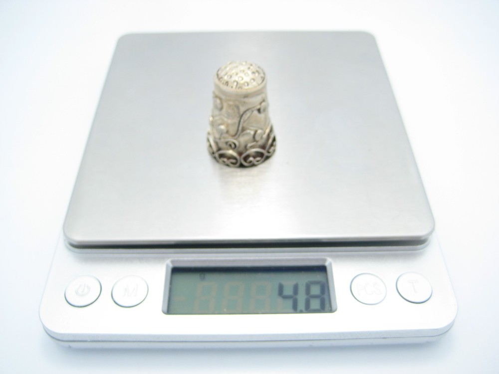 Antique Sterling Silver Sewing Swirl Design Thimble