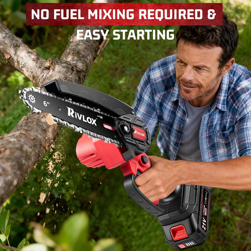 Mini Chainsaw,6 & 4 inch Electric Chainsaws Cordless Battery Powered, One-Han...