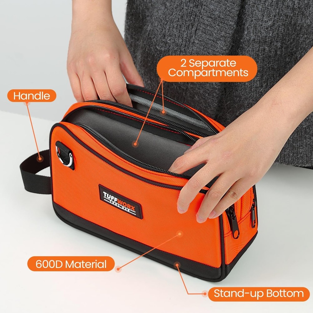 Tool Bag, Dual Compartment Storage Pouch (Orange) Orange