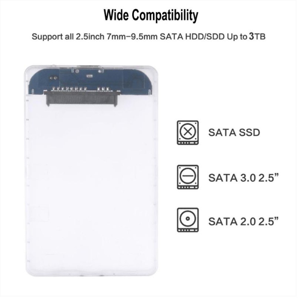 Ssd Hard Drive Enclosure to Usb Adapter Transparent External Case Disk
