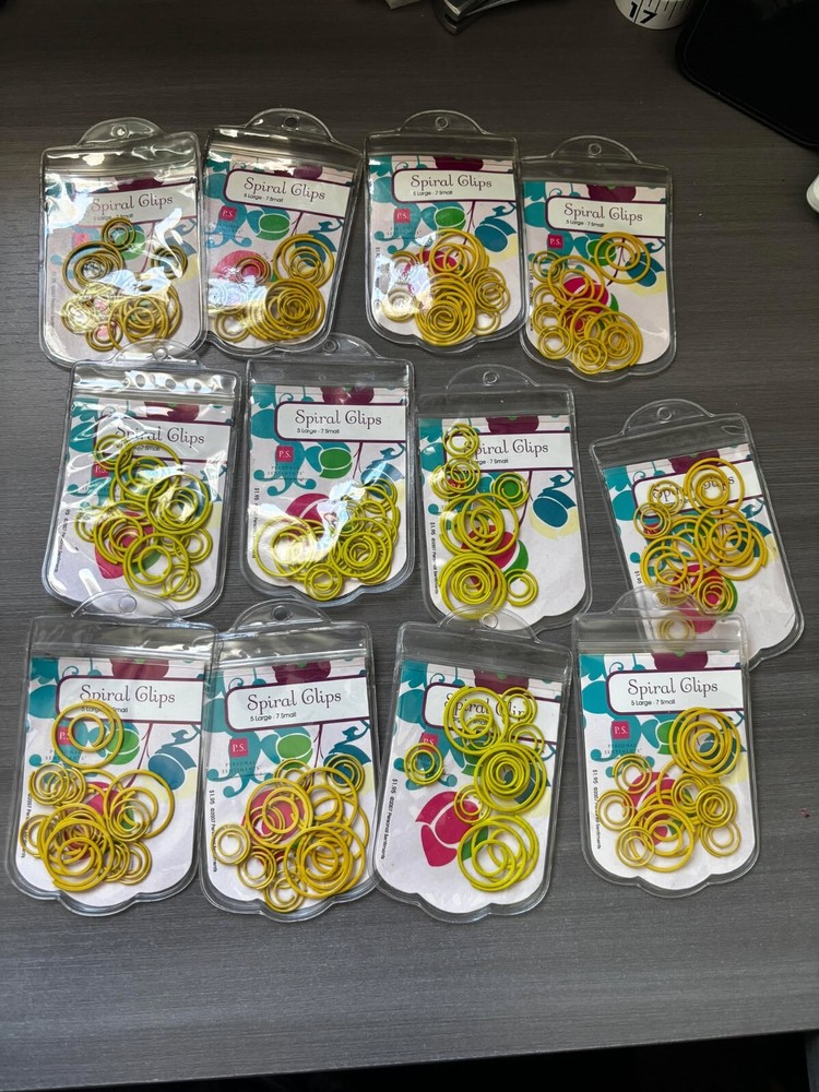 34 Assorted Large Brads & Spiral Clips Scrapbooking / Crafts