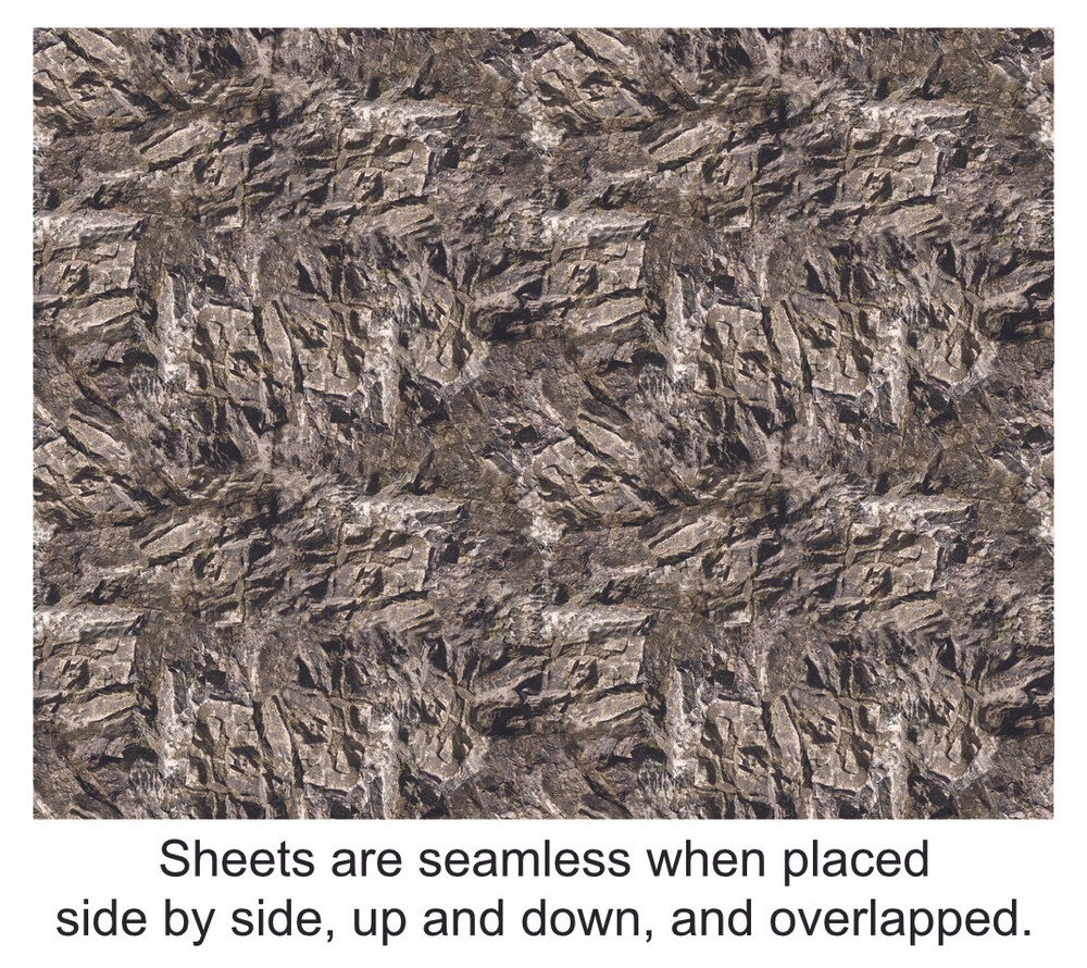 HO Scale Rock Model Train Scenery Sheets –5 Seamless 8.5x11 Gray