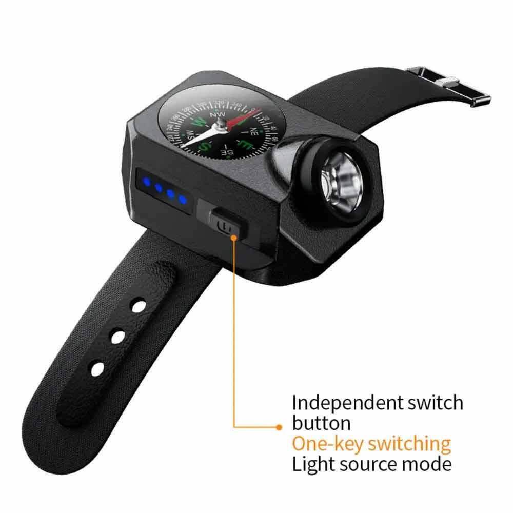 Mini Camping 2 in 1 Wrist light Compass Outdoor LED running light USB