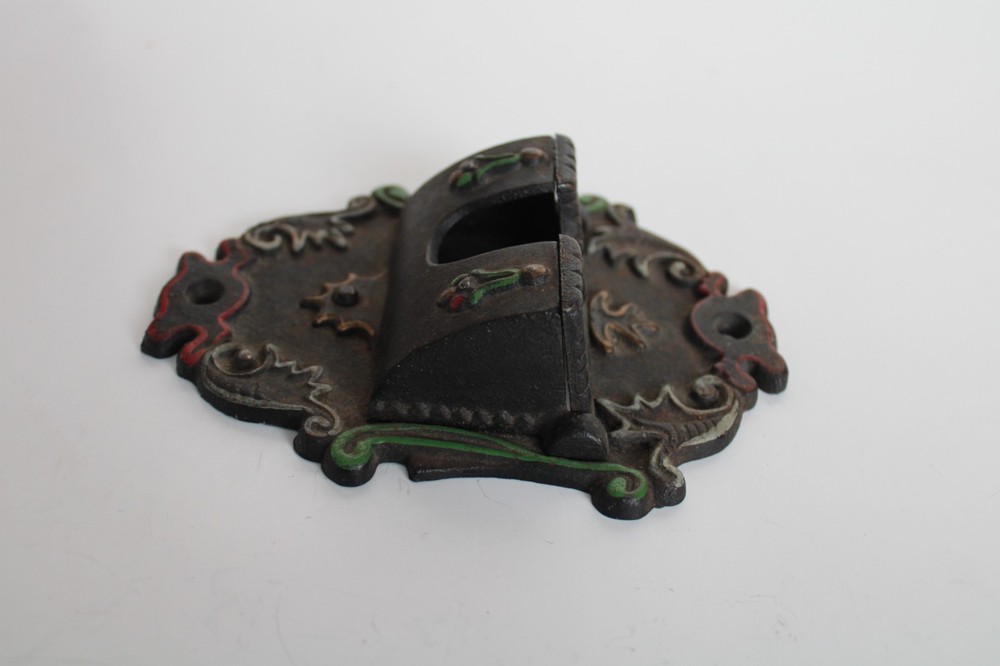 Vintage Wilton Cast Iron Hand-Painted Wall Match Safe