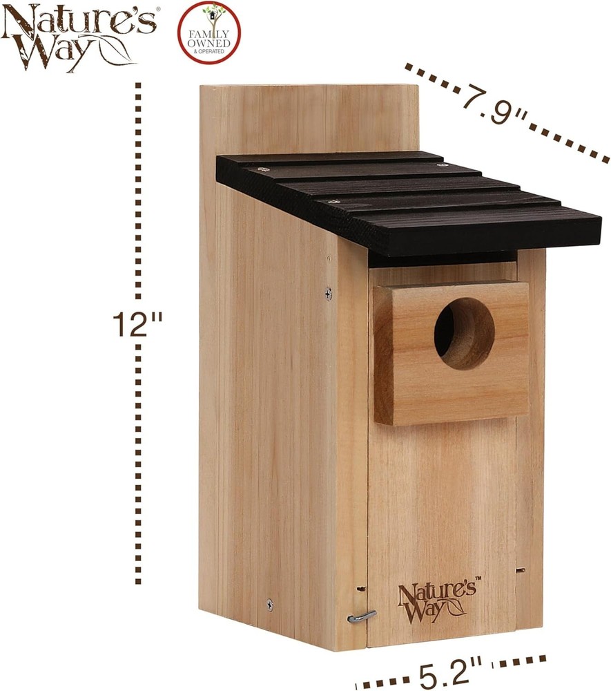 Compact Cedar Bluebird Box with Fledgling Skerfs - Safe & Stylish Nesting