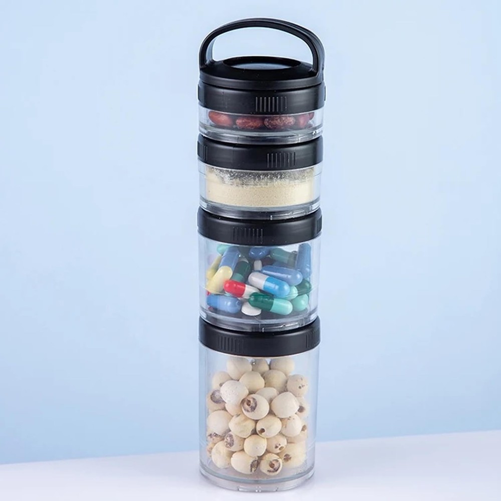 Manwetye 2PCS Stackable Snack Container and Protein Powder Black, Green
