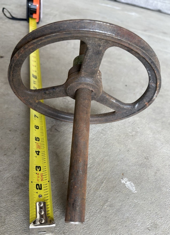 Vintage Cast Iron Wheel And Shaft Assembly