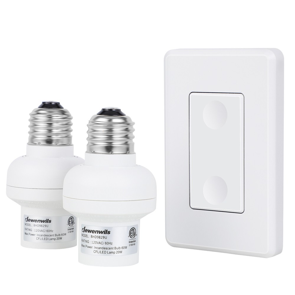 DEWENWILS Remote Control Light Socket Wall Mounted Wireless Light Switch White