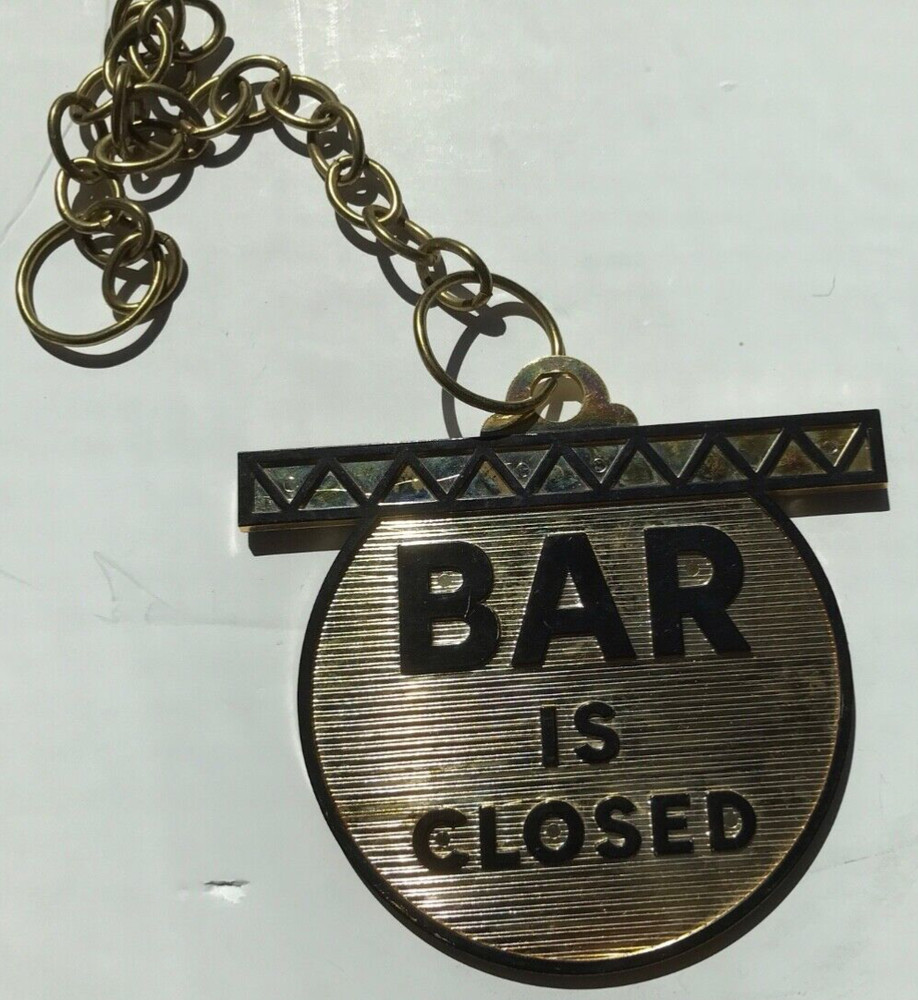 Vintage Plastic Two-Sided Gold "Bar is Open/Closed" Sign