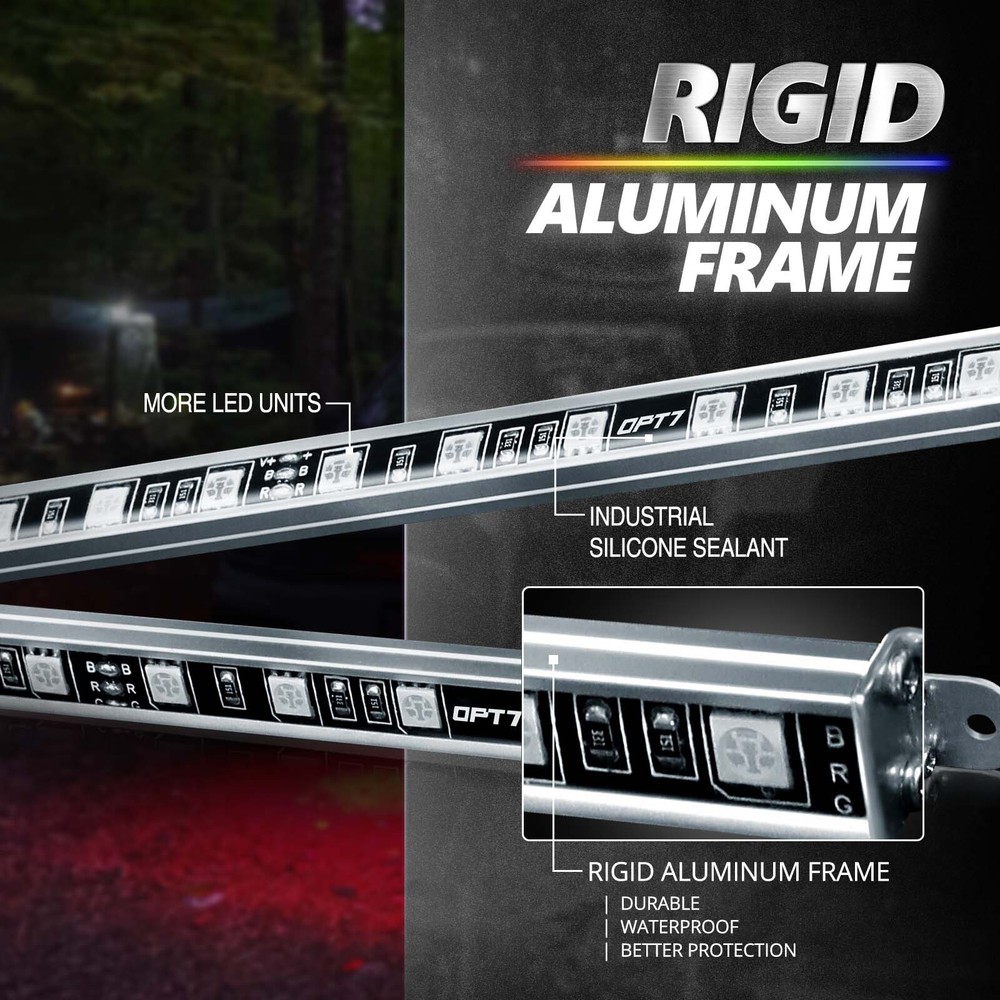 OPT7 Car LED Underglow Lighting Kit RGB Bluetooth Aluminum Accent Strips AuraPro