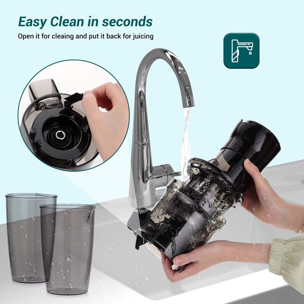 SOVIDER Juicer Machines Fruit Veg Squeezer Slow Masticating Brush Pulp Cup US