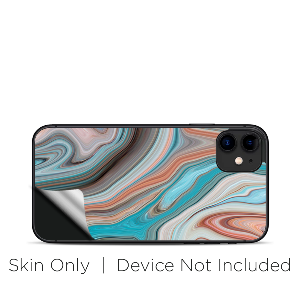 Skins Decal Wrap for Apple iPhone 11 - Teal Blue Brown Geode Stone Marble