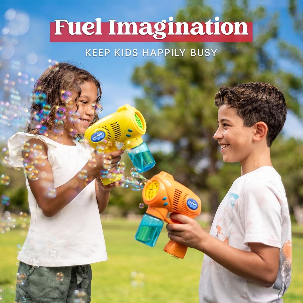 JOYIN 2 Bubble Guns with 2 Refill Solution (10 oz Total), Bubbles Maker, Blower