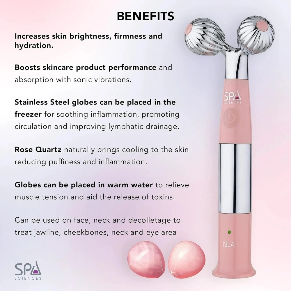 Spa Sciences ISLA Sonic Silver Face & body Contouring Ice & Heat Roller