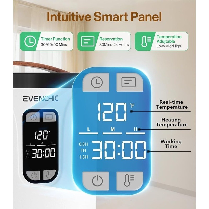 Towel Warmer Large Capacity Fast Heating Smart LED Panel Auto Shut-Off Safety US